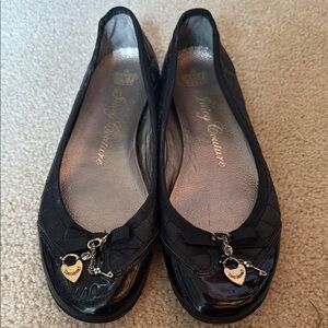 Juicy Couture Black Flats with Gold Charms